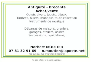 Flyer Antiquité - Brocante, Norber Moutier